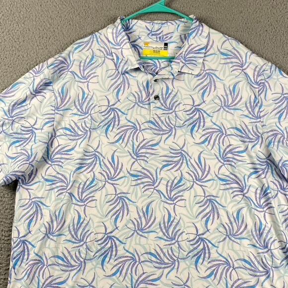 Nicklaus XXL Men's Golf Polo Shirt Blue Purple Leaf Eco Polyester Performance - Picture 3 of 9
